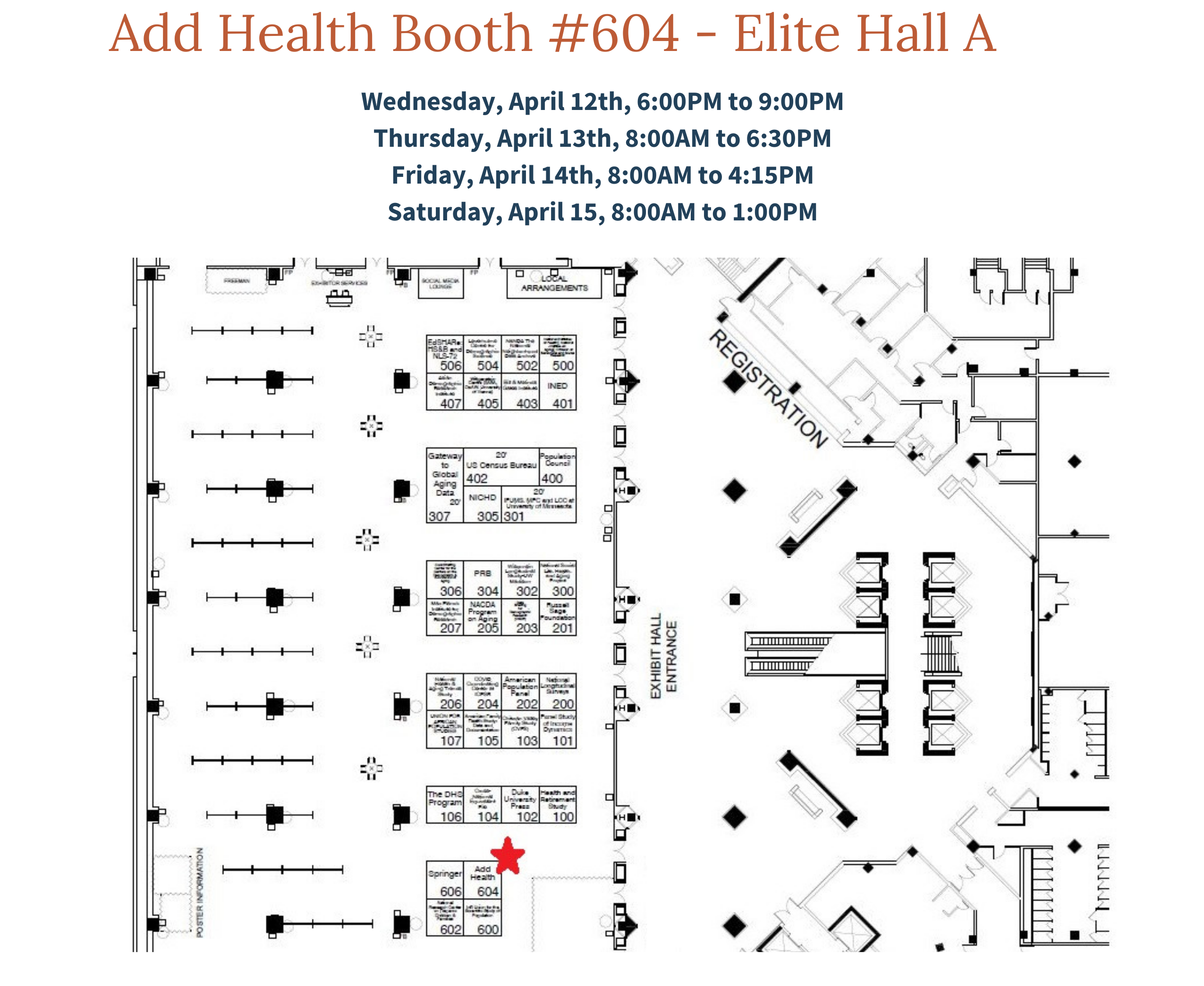 PAA 2023 booth floor plan and Add Health booth location