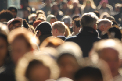 Crowd of people walking street - decorative